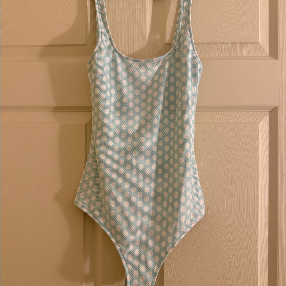 Aerie Light Blue and White Polka Dot Kids Bodysuit
